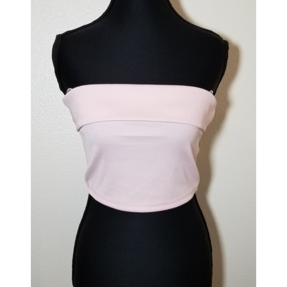 Haute Monde Womens Medium Pink Knit Ribbed Tube Top Boho Festival Coachella NWOT
